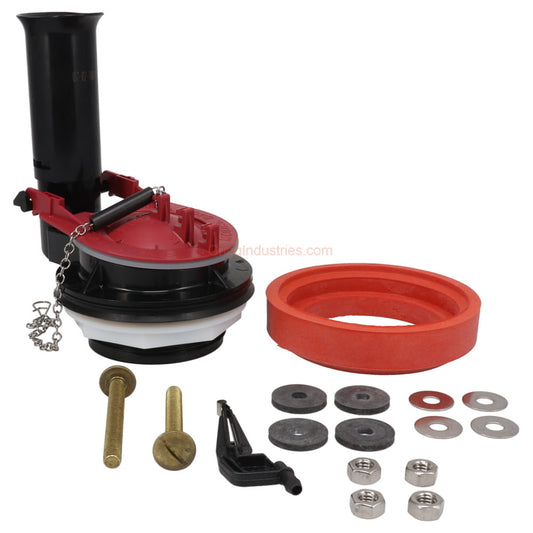 image showing all parts included with the flush valve