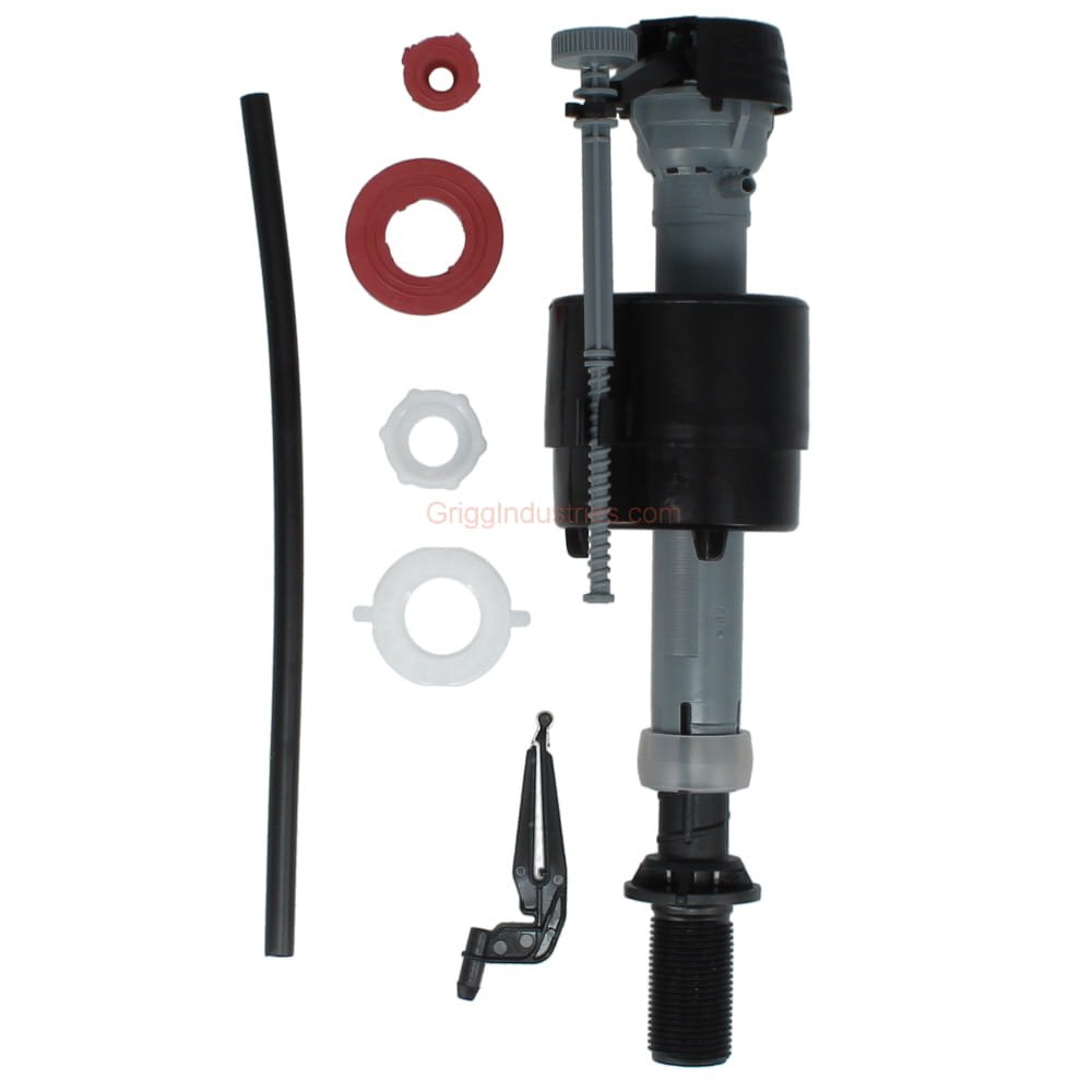 fill valve standing upright showing the float and other adjustments